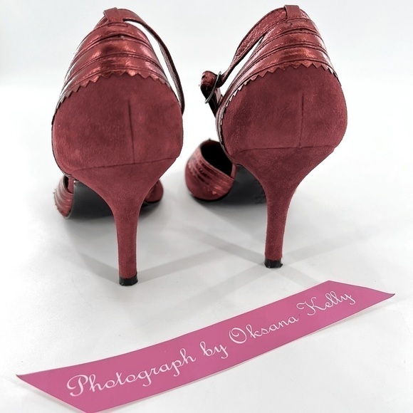 KIMEL  DESIGH STUDIO VERO CUOIO  LADIES SHOES HEELS SIZE 7 Burgundy Suede - Picture 4 of 12